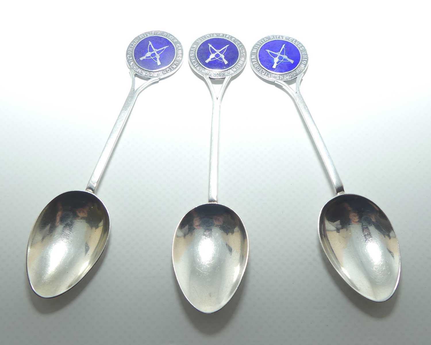 Collection of 3 Sterling Silver spoons | Victorian Militia Rifle Clubs Union No 22