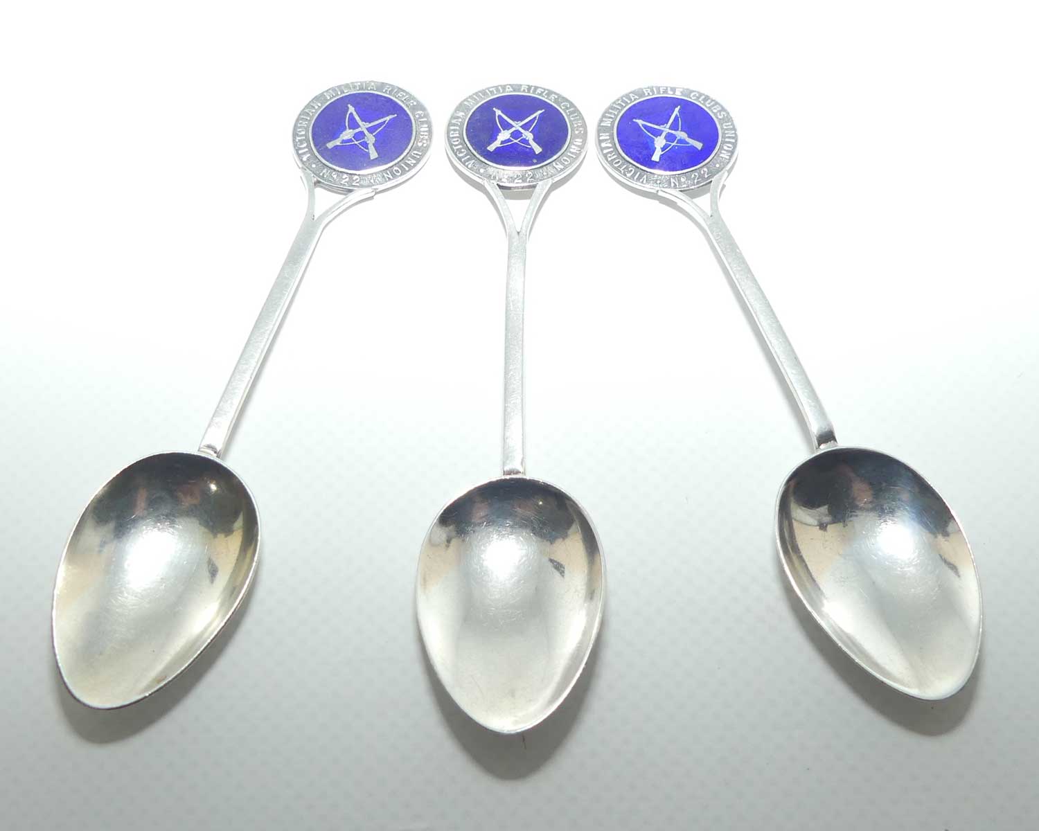 Collection of 3 Sterling Silver spoons | Victorian Militia Rifle Clubs Union No 22