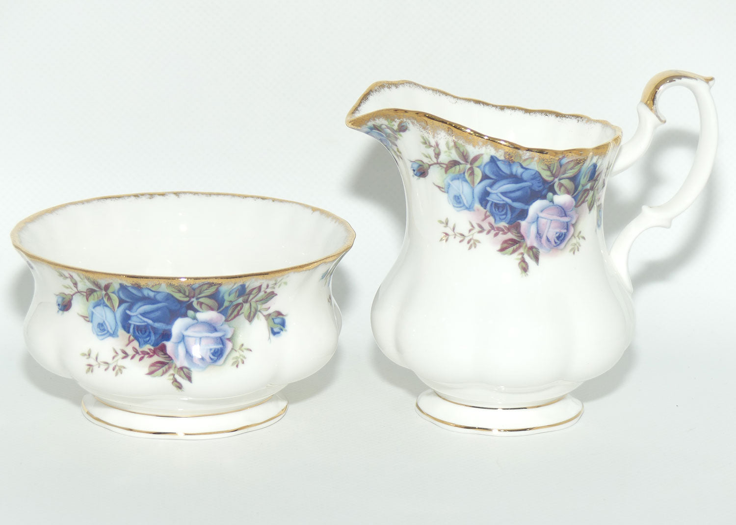 Royal Albert Bone China England Moonlight Rose milk jug and sugar bowl | Tea size | UK made
