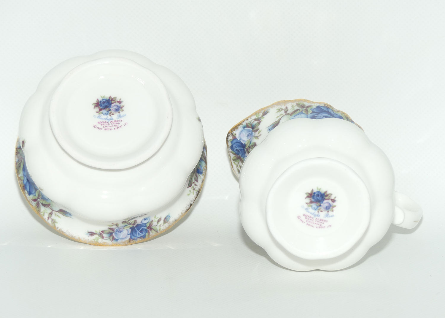 Royal Albert Bone China England Moonlight Rose milk jug and sugar bowl | Tea size | UK made