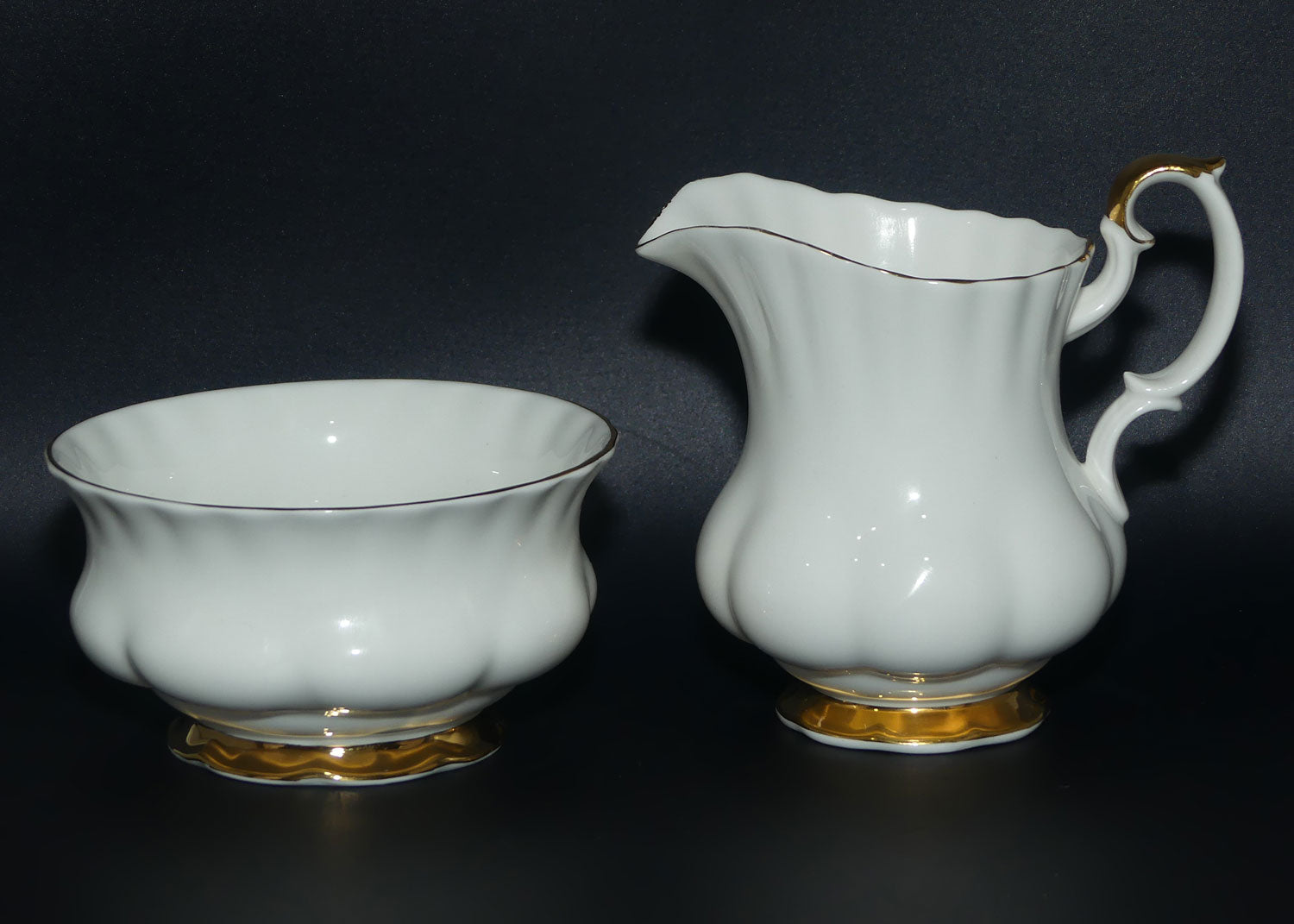 Royal Albert Bone China England Val D'or Milk and Sugar on Tray | Tea Size