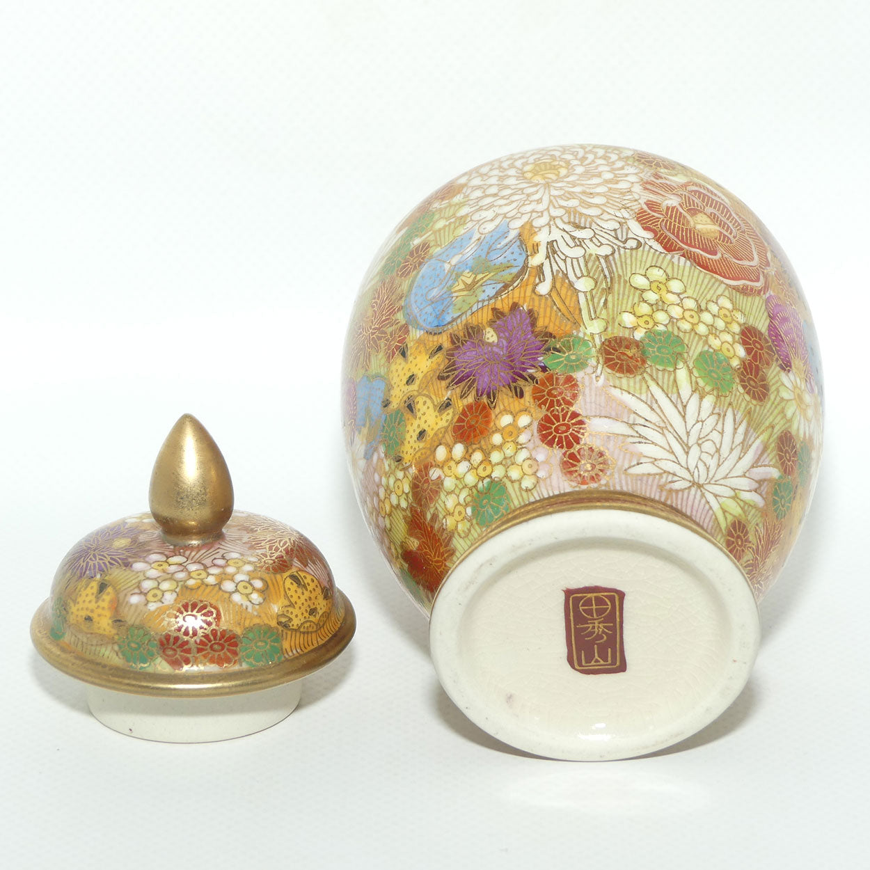 Satsuma Lidded pot | #1 | Thousand Flowers Mille Fleur design | Taisho period
