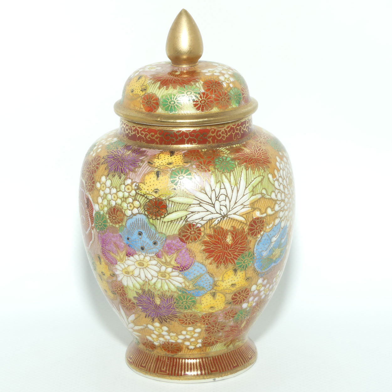 Satsuma Lidded pot | #2 | Thousand Flowers Mille Fleur design | Taisho period