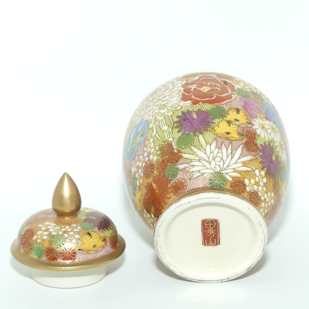 Satsuma Lidded pot | #2 | Thousand Flowers Mille Fleur design | Taisho period