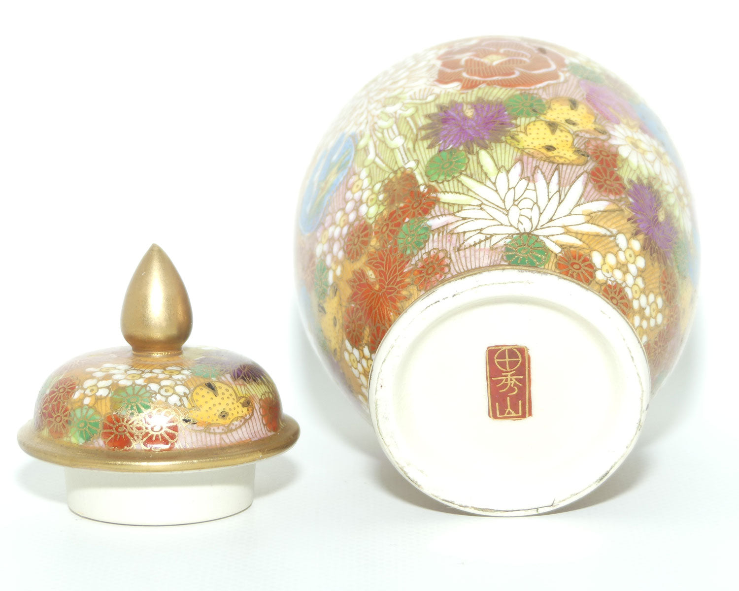 Satsuma Lidded pot | #2 | Thousand Flowers Mille Fleur design | Taisho period