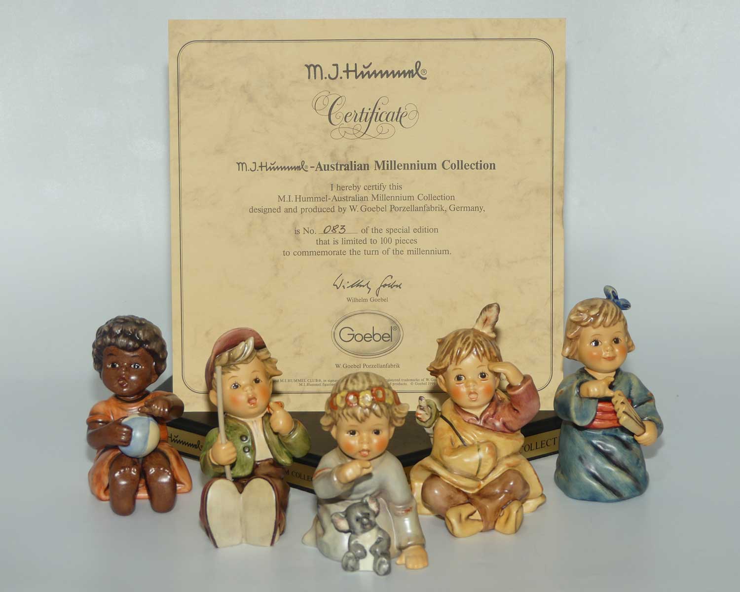 HUM2060 to HUM2065 MI Hummel Australian Millenium Collection set of 6 figures | Australian Edition | Ltd Ed 100 only | boxed