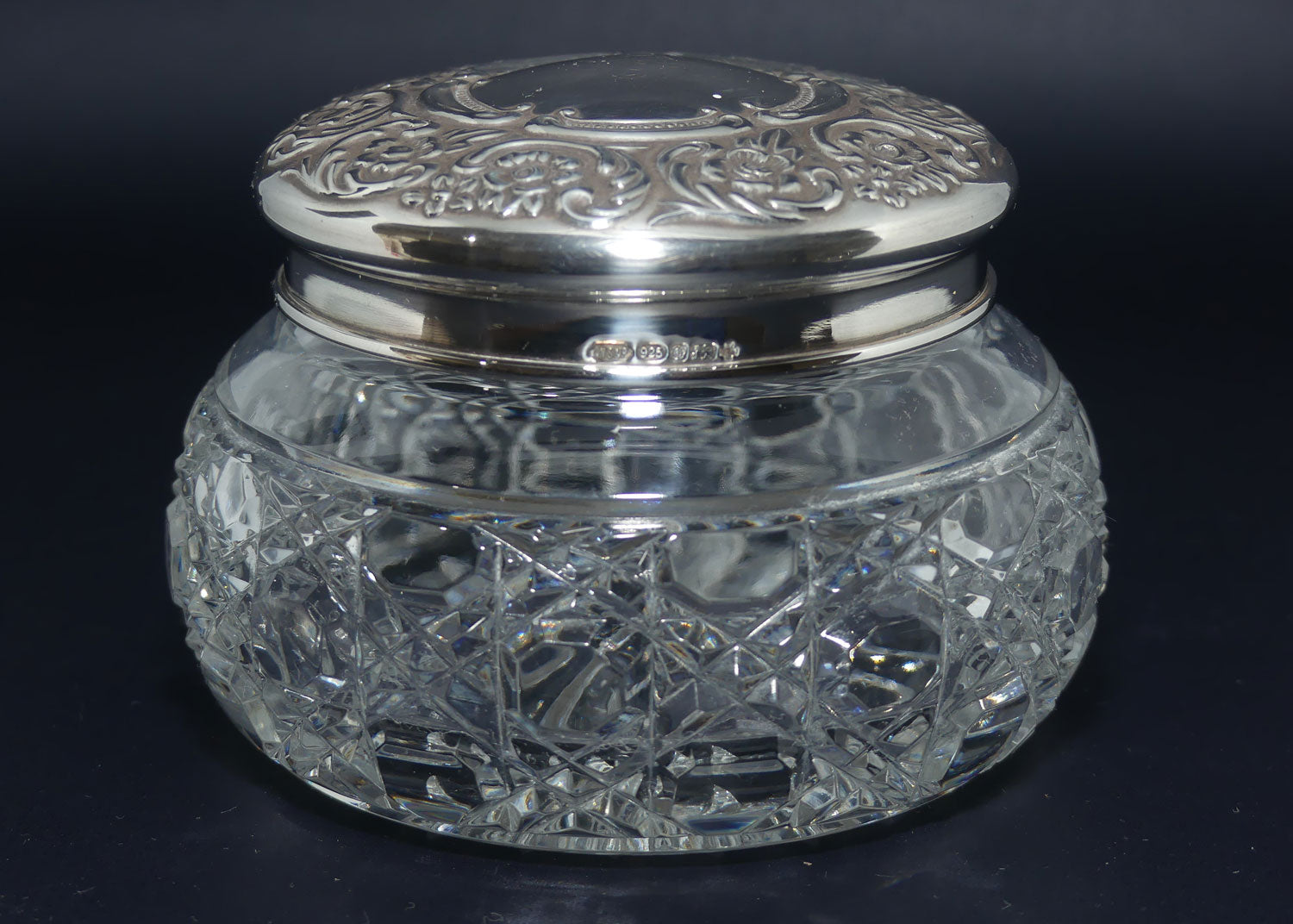 Sterling Silver and cut crystal trinket bowl | Sheffield 2000 Millenium hallmark