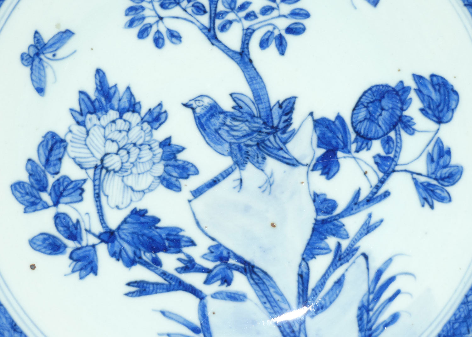 Qing Dynasty Fine Quality Chinese Blue and White Bird and Floral bowl | 29.5cms diam