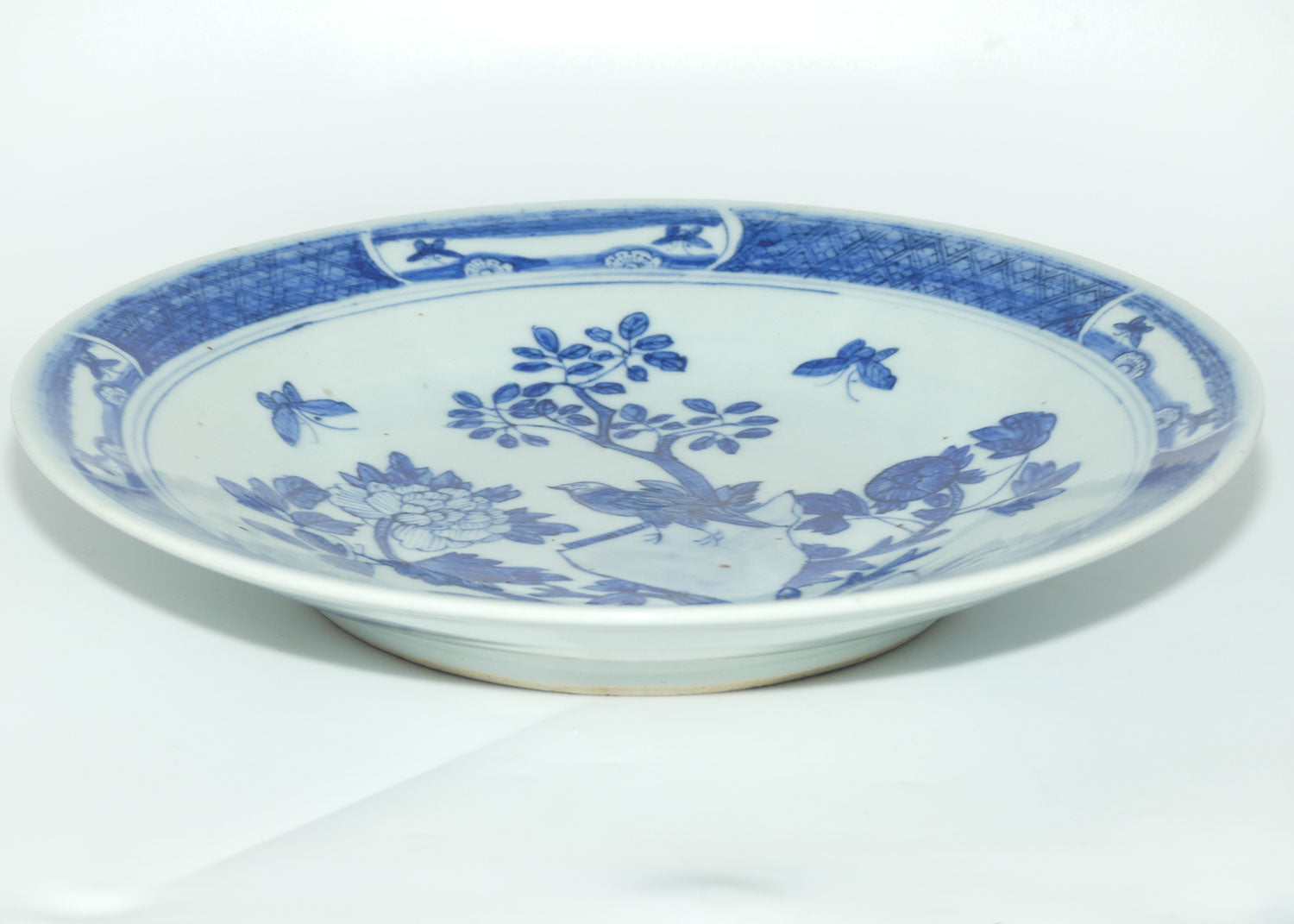 Qing Dynasty Fine Quality Chinese Blue and White Bird and Floral bowl | 29.5cms diam