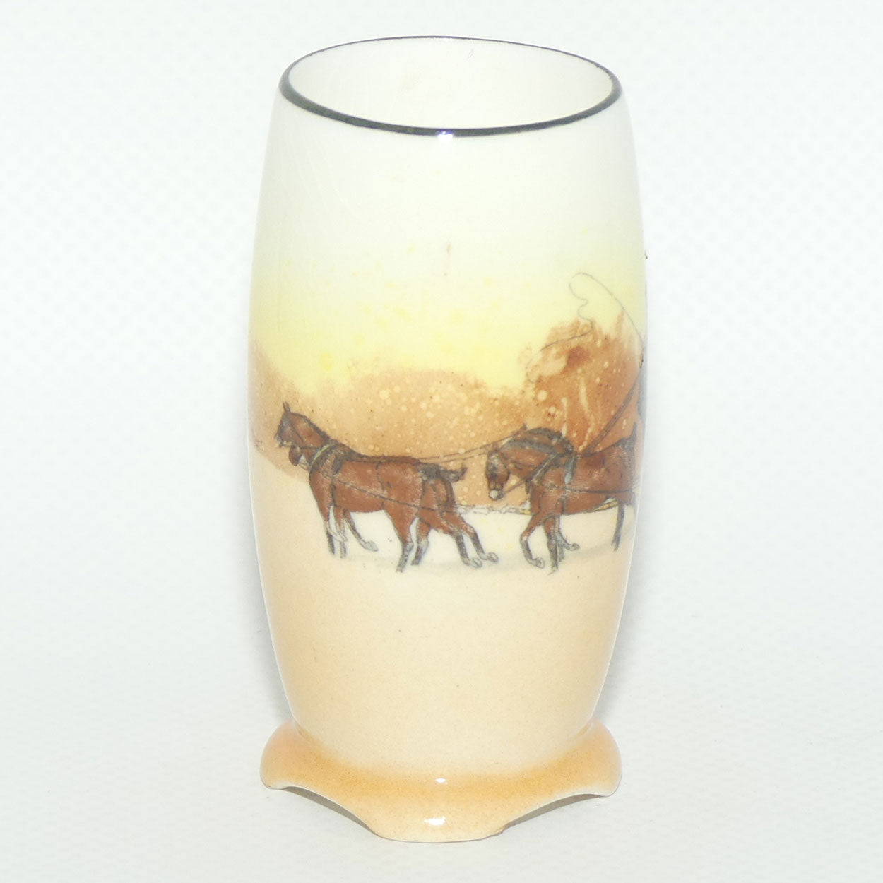 Royal Doulton Coaching Days miniature vase E3804 | 4 Splay Feet | Wide Mouth
