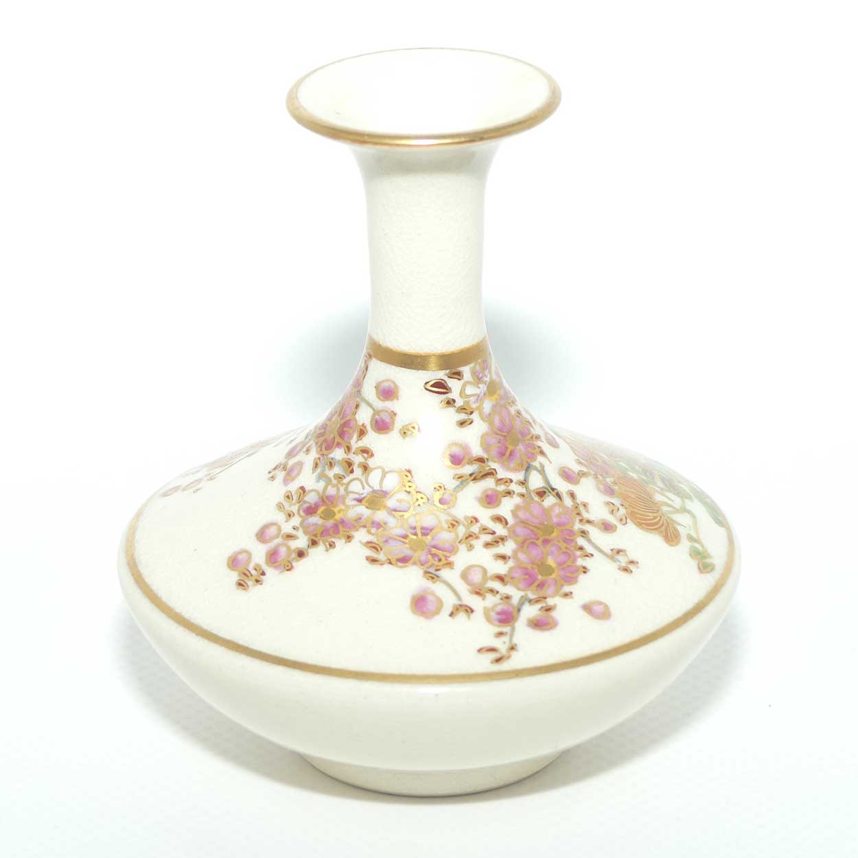 20th Century Satsuma vase with Fine Gilt Decoration | Oriental Flowers and a Pair of Birds by Koshida