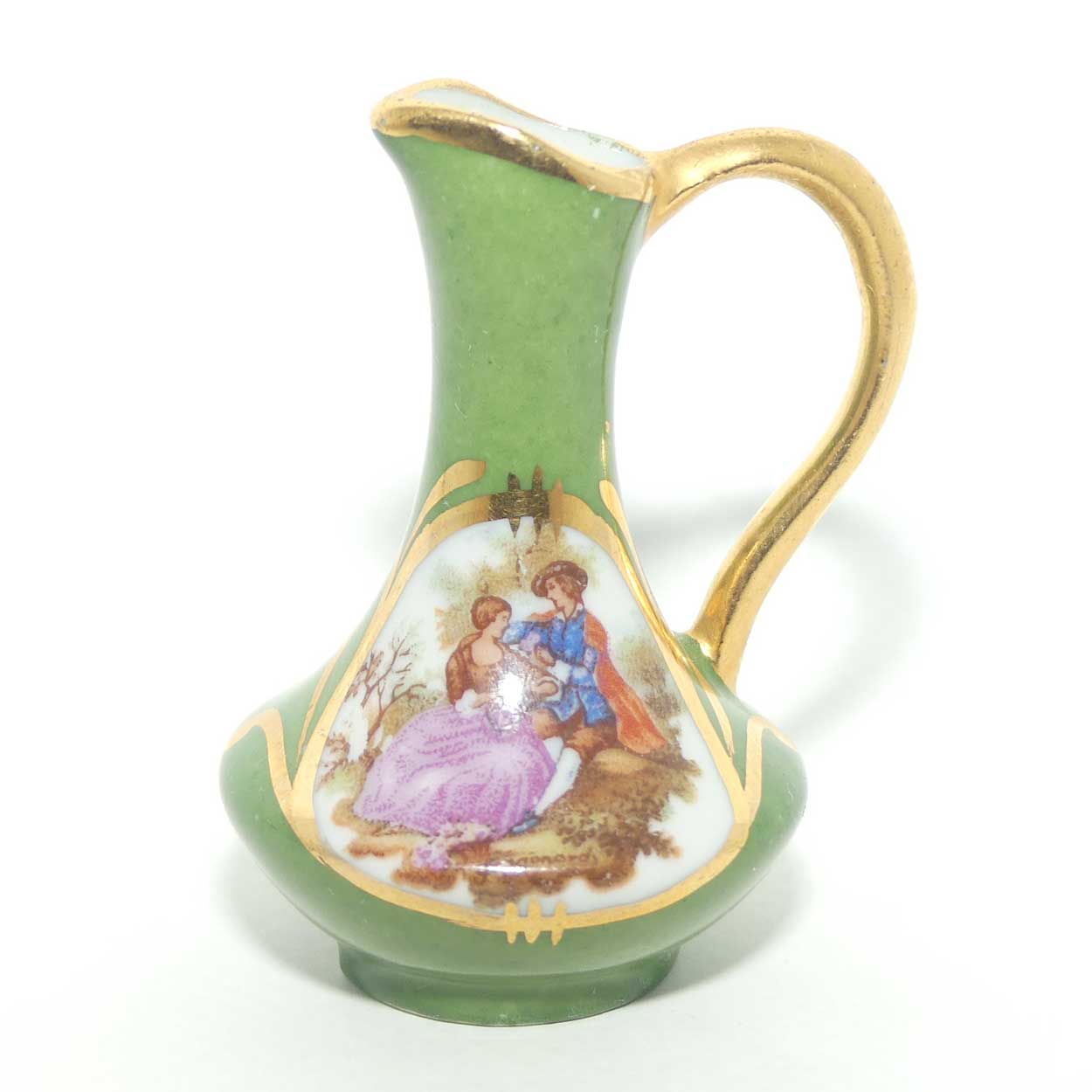 Limoges France miniature ewer | Green body