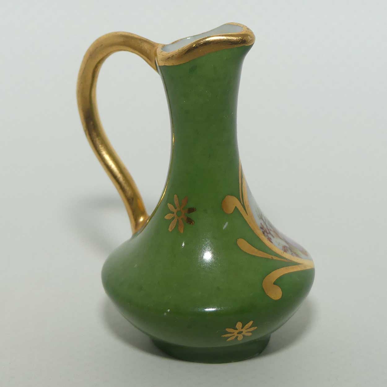 Limoges France miniature ewer | Green body