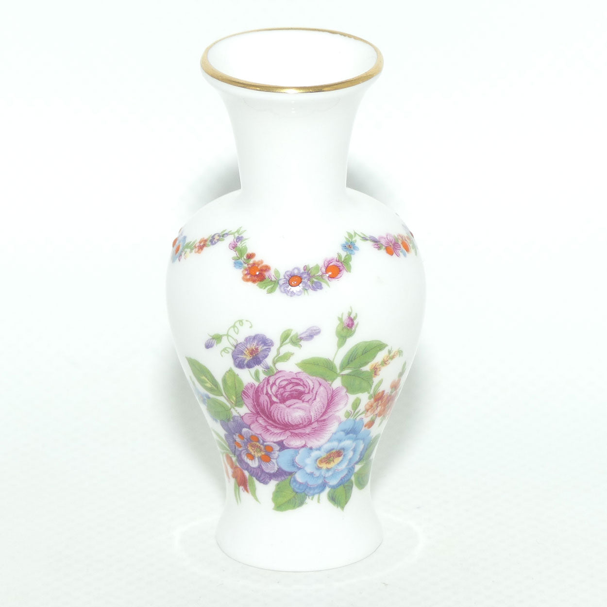 Caverswall England miniature vase | Hand Painted Floral decoration signed M Grant