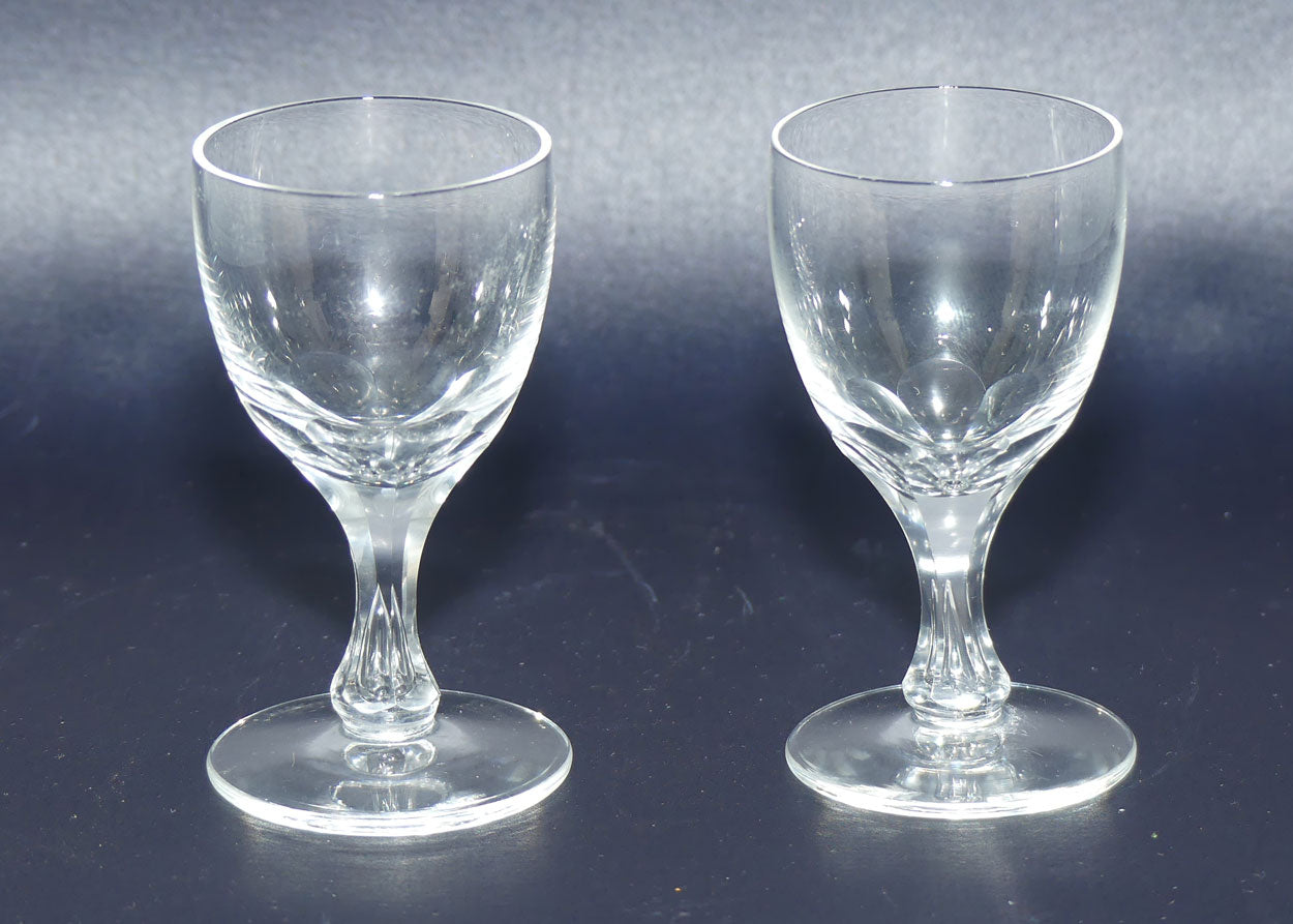 Pair of Fine Crystal hexagonal column shot or liqueur glasses