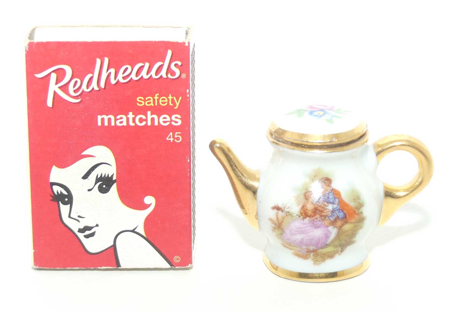 Limoges France miniature tea pot | White and Gold