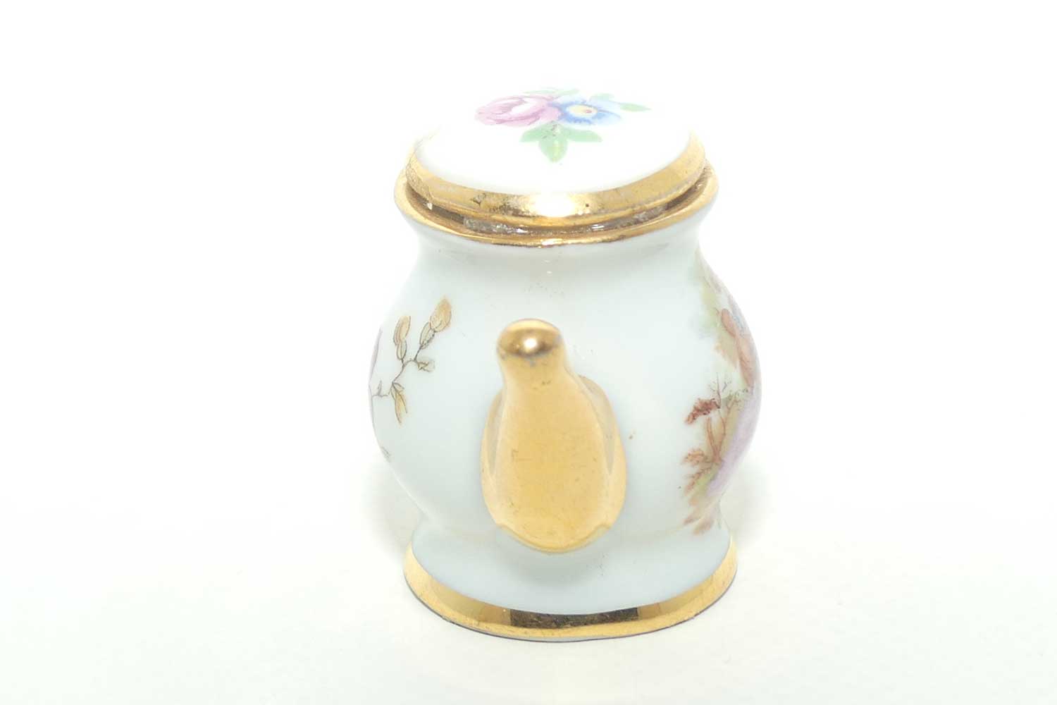 Limoges France miniature tea pot | White and Gold