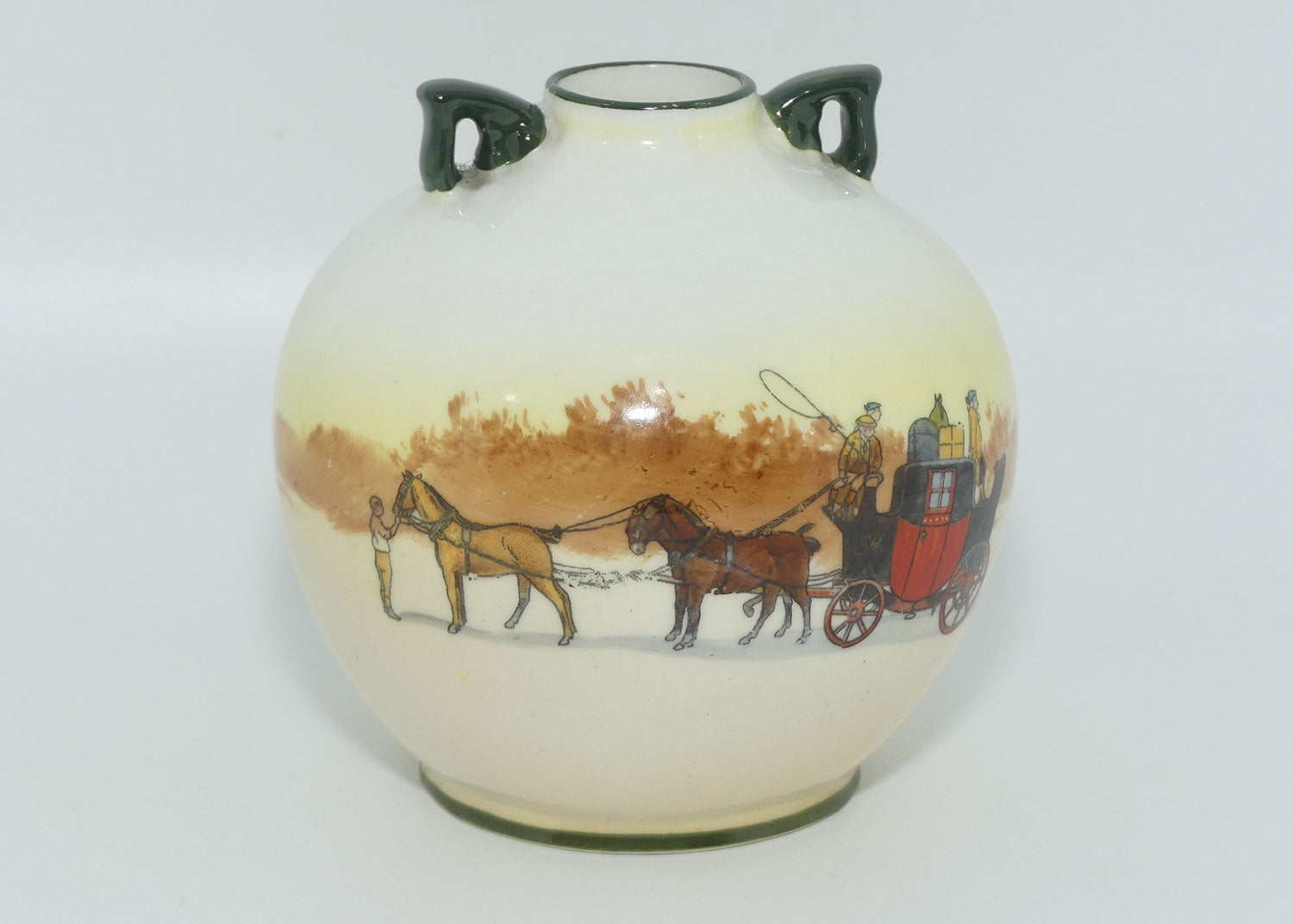Royal Doulton Coaching Days miniature twin handle vase | Shape 1147 | E3804