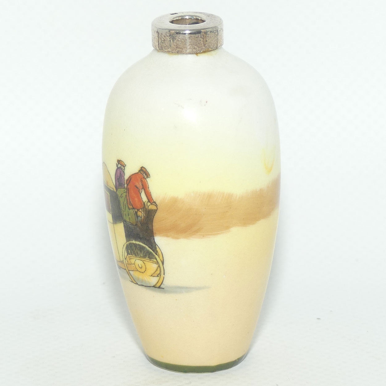 Royal Doulton Coaching Days miniature vase E3804 | 925 Silver rim