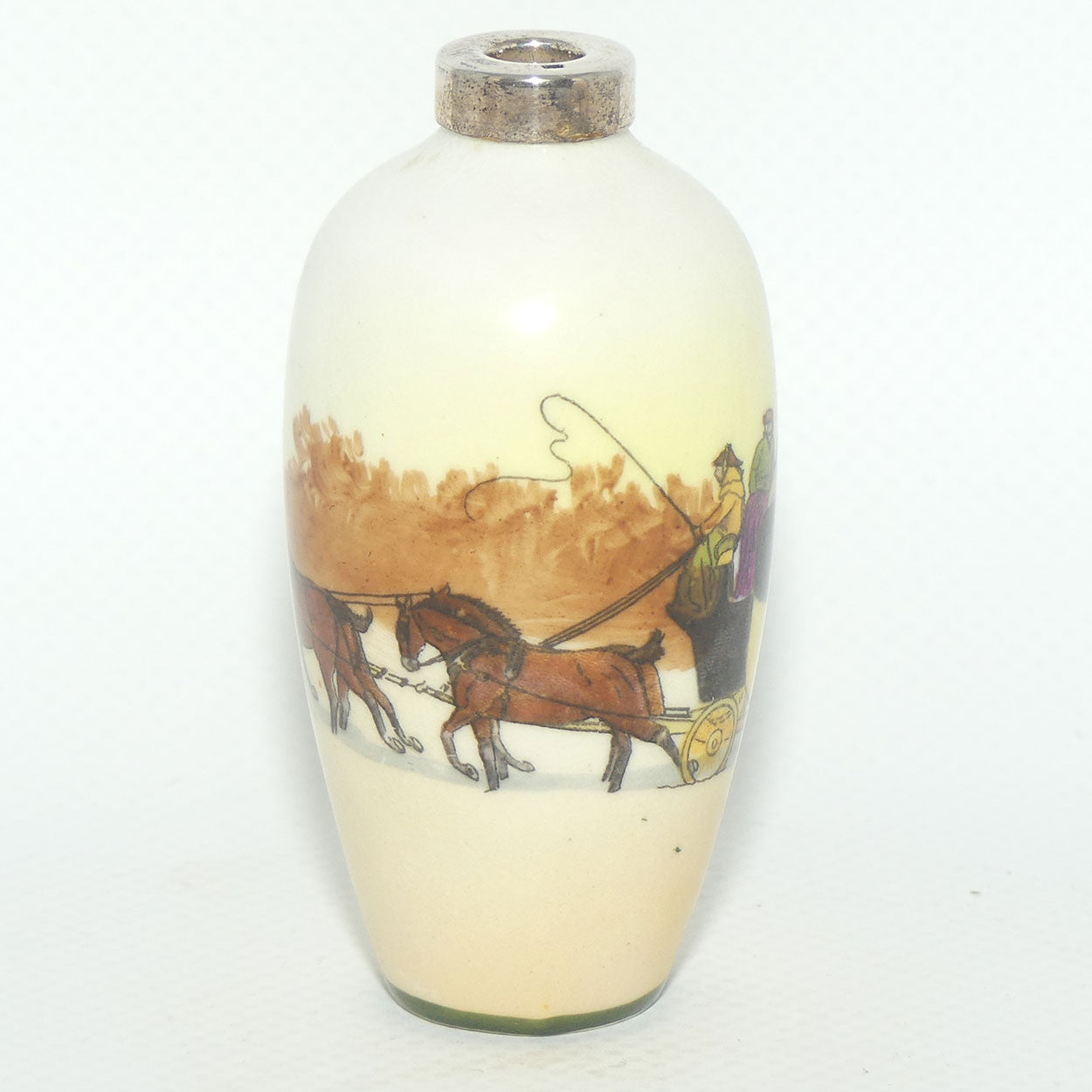 Royal Doulton Coaching Days miniature vase E3804 | 925 Silver rim
