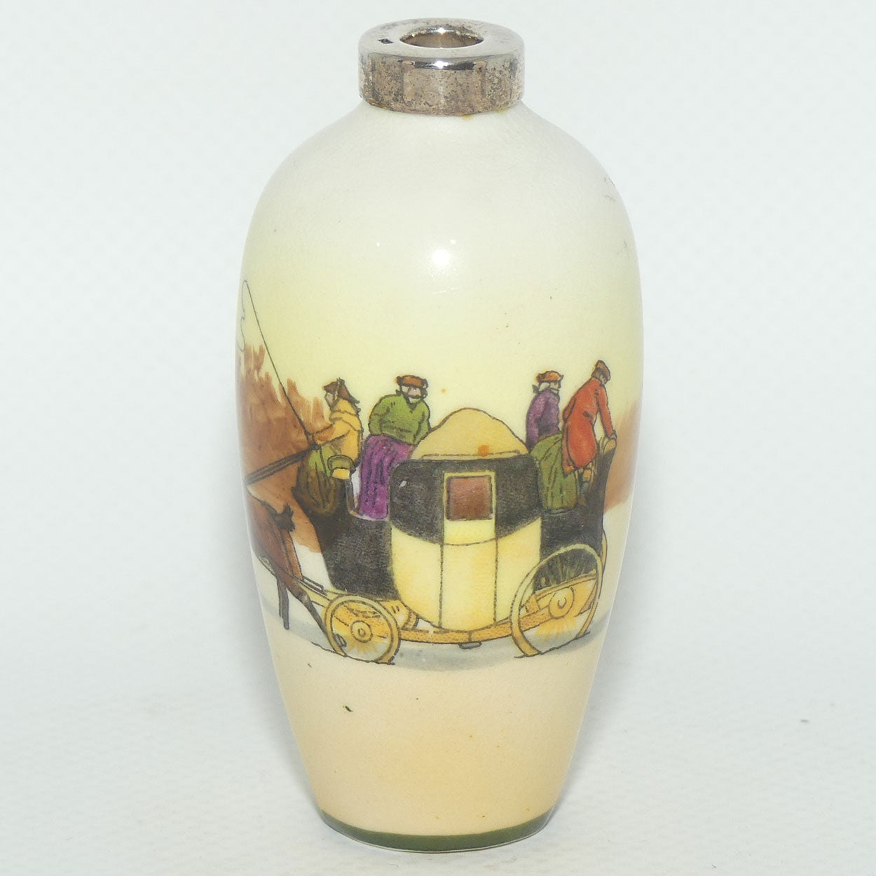 Royal Doulton Coaching Days miniature vase E3804 | 925 Silver rim