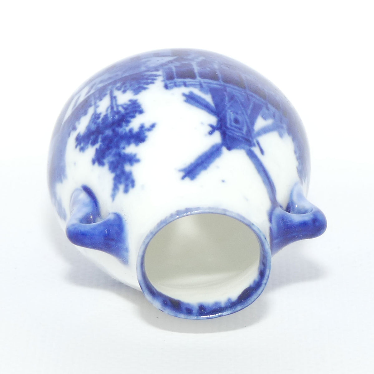 Royal Doulton Norfolk Blue and White miniature vase | Twin Handle | Windmill scene