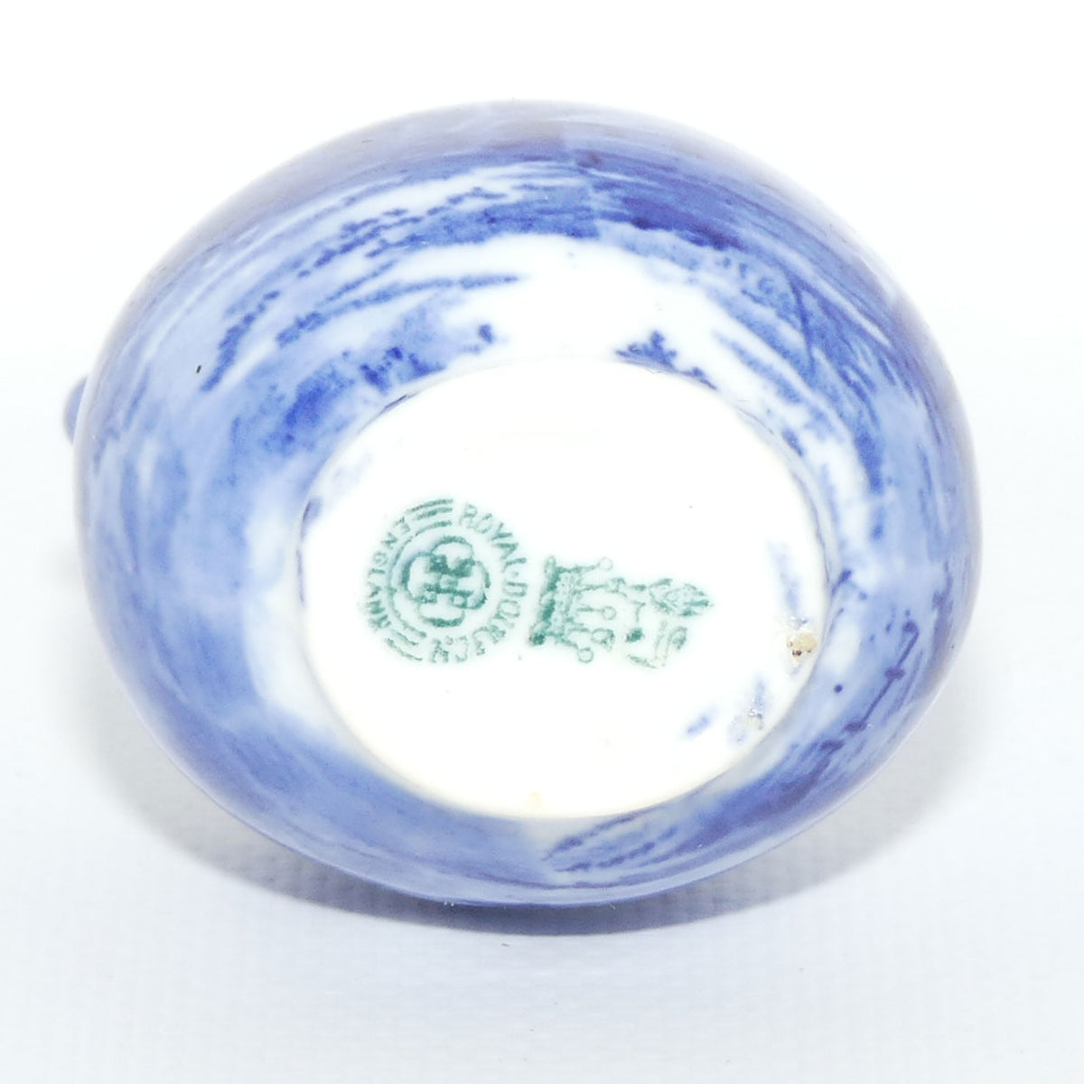 Royal Doulton Norfolk Blue and White miniature vase | Twin Handle | Windmill scene
