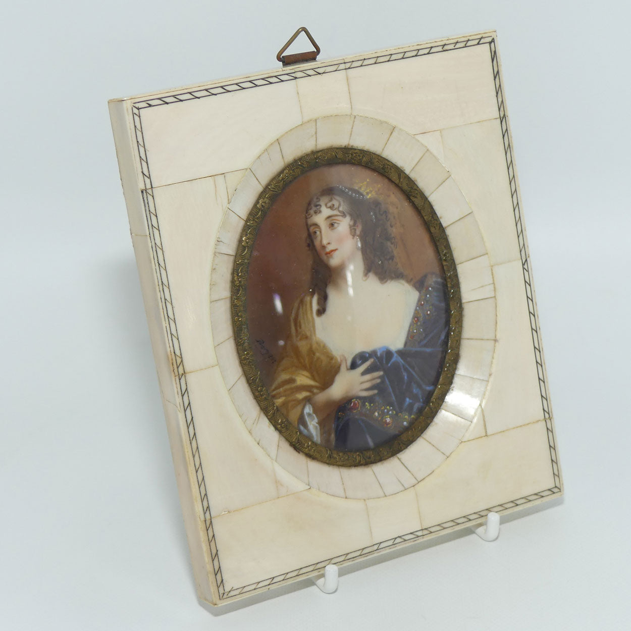 Ivory Framed Miniature Painting on Ivory | Lady Du Barry | signed Berger