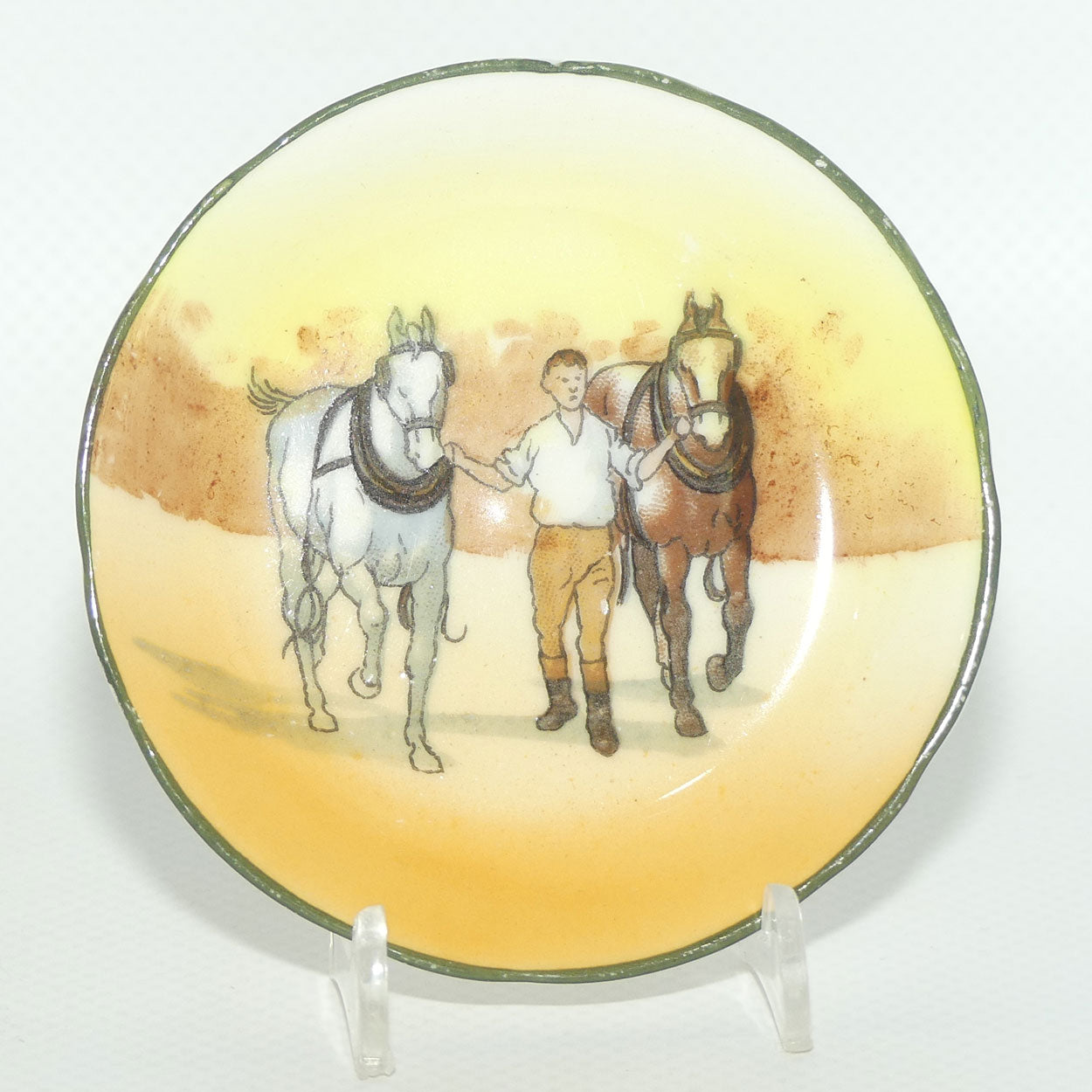 Royal Doulton Coaching Days miniature dish | Rare Scene | Youth bringing Pair of Horses