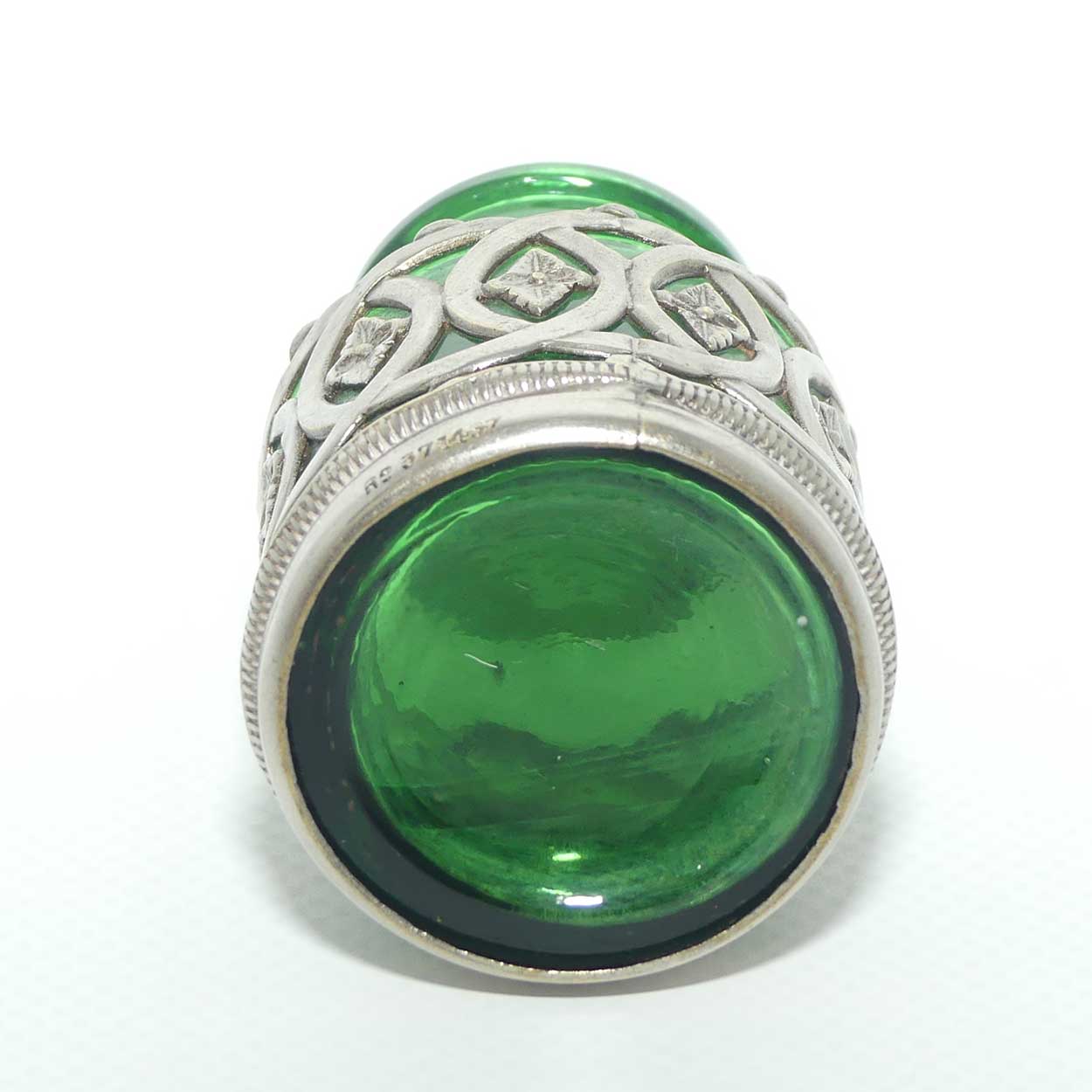 Victorian era Bristol green Glass Perfume Bottle with plated surround | Rd 371437