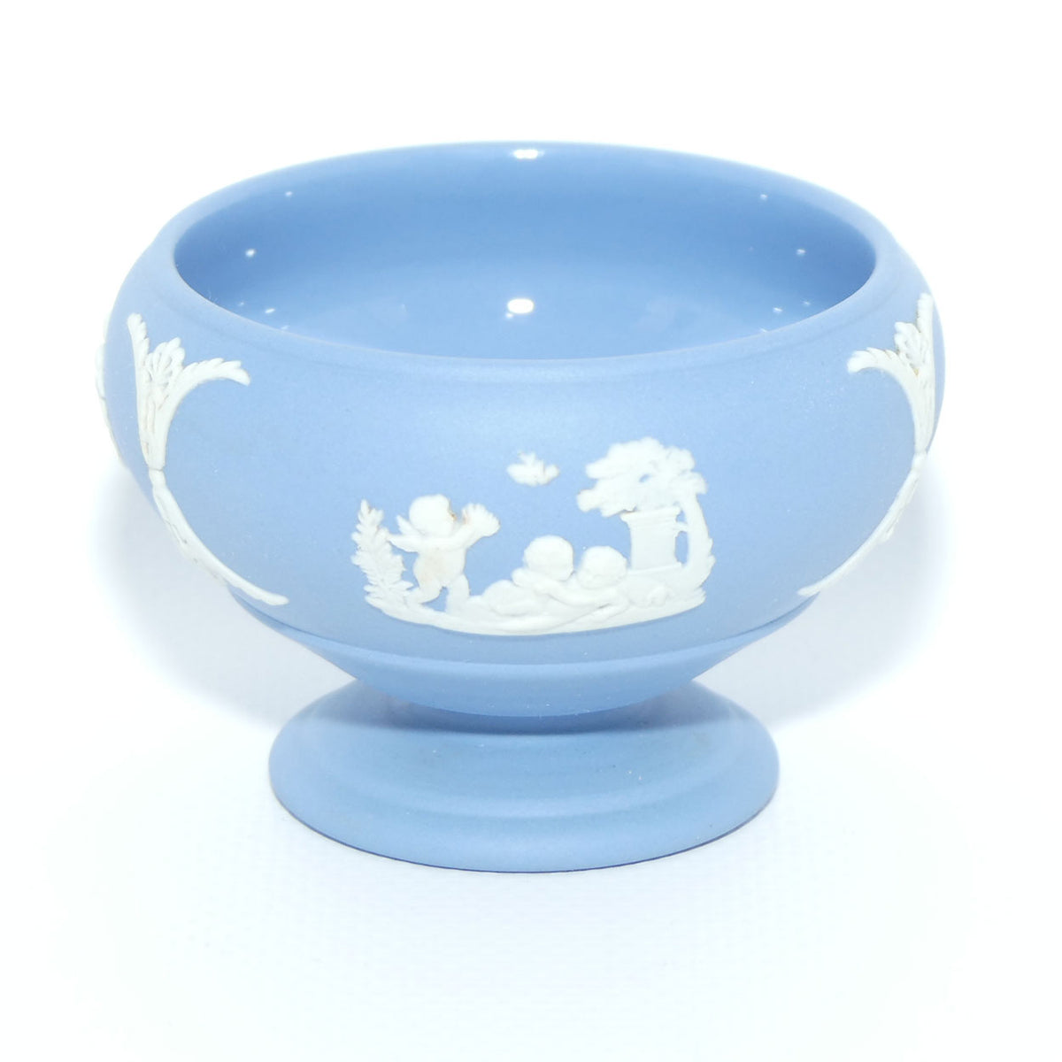 Wedgwood Jasper | White on Pale Blue miniature salt cellar