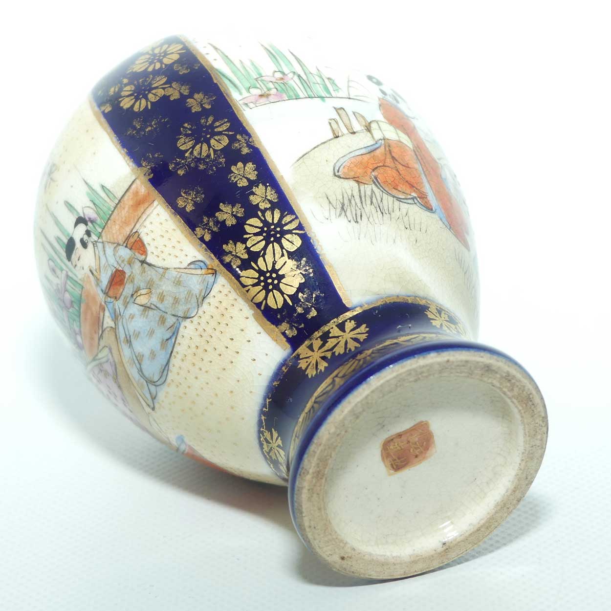 Miniature Satsuma vase with Fine Decoration | Gosu Blue by Hattori
