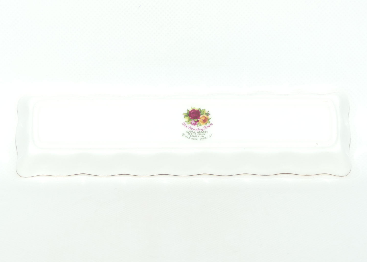 Royal Albert Bone China England Old Country Roses mint tray | © 1962 Royal Albert Ltd backstamp
