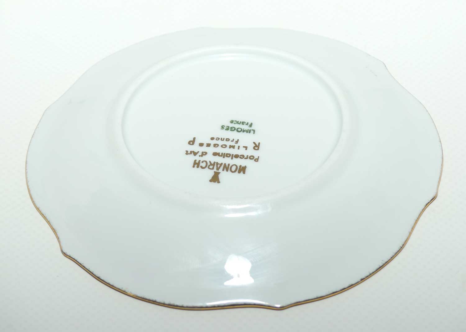 Monarch Porcelain dArt Limoges France plate | Green trim | 13cm diam