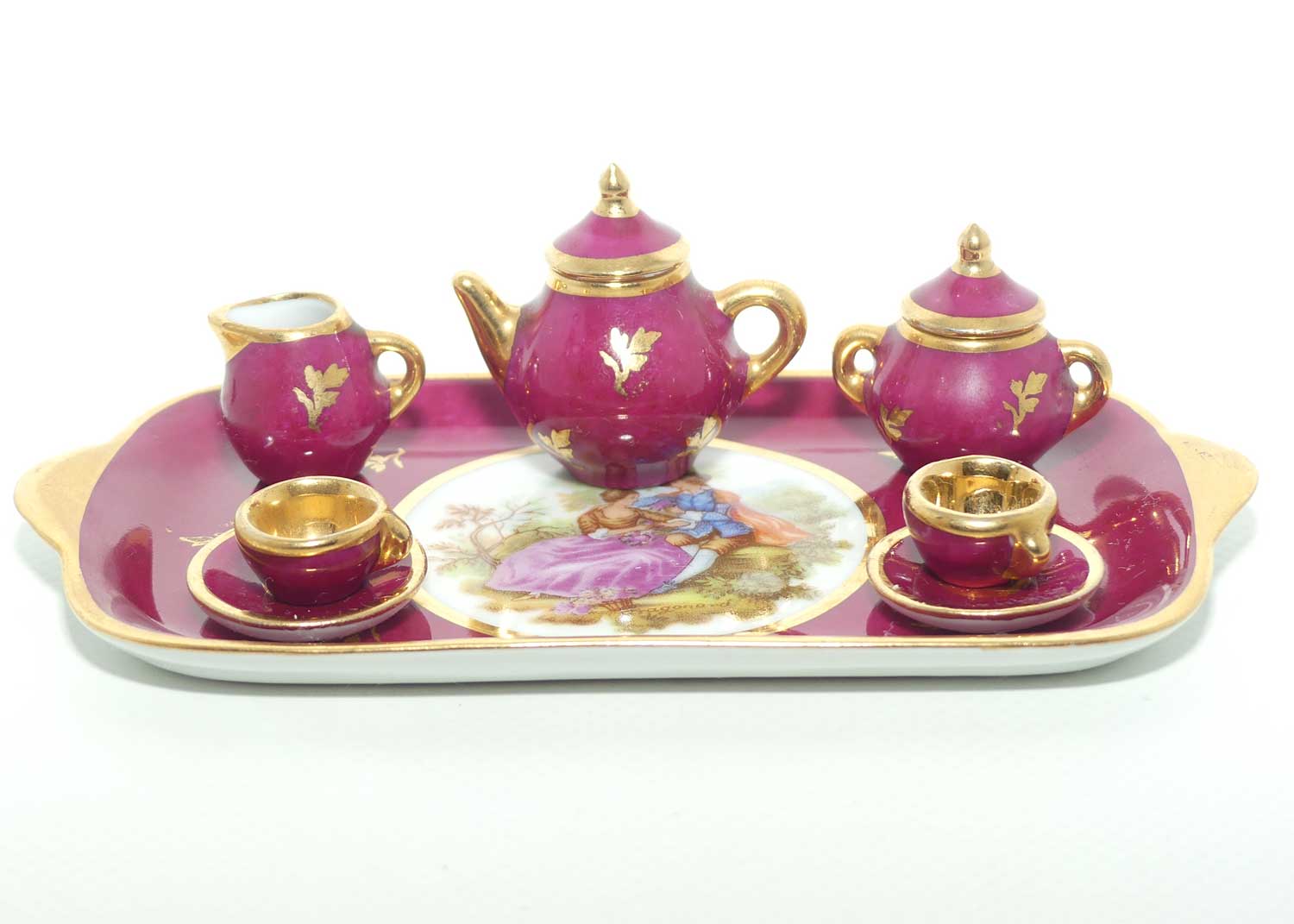 Monarch Limoges France miniature tea set on tray | Rouge