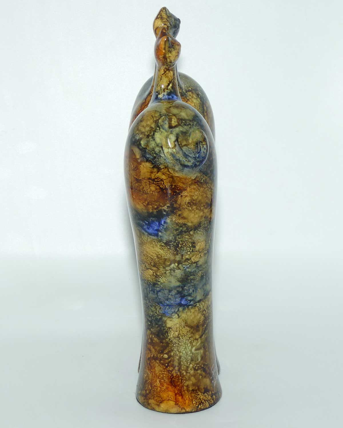 Sylvie Montagnon Verrerie d'Art France Ceramic Marbled Glaze decorative cat shelf ends