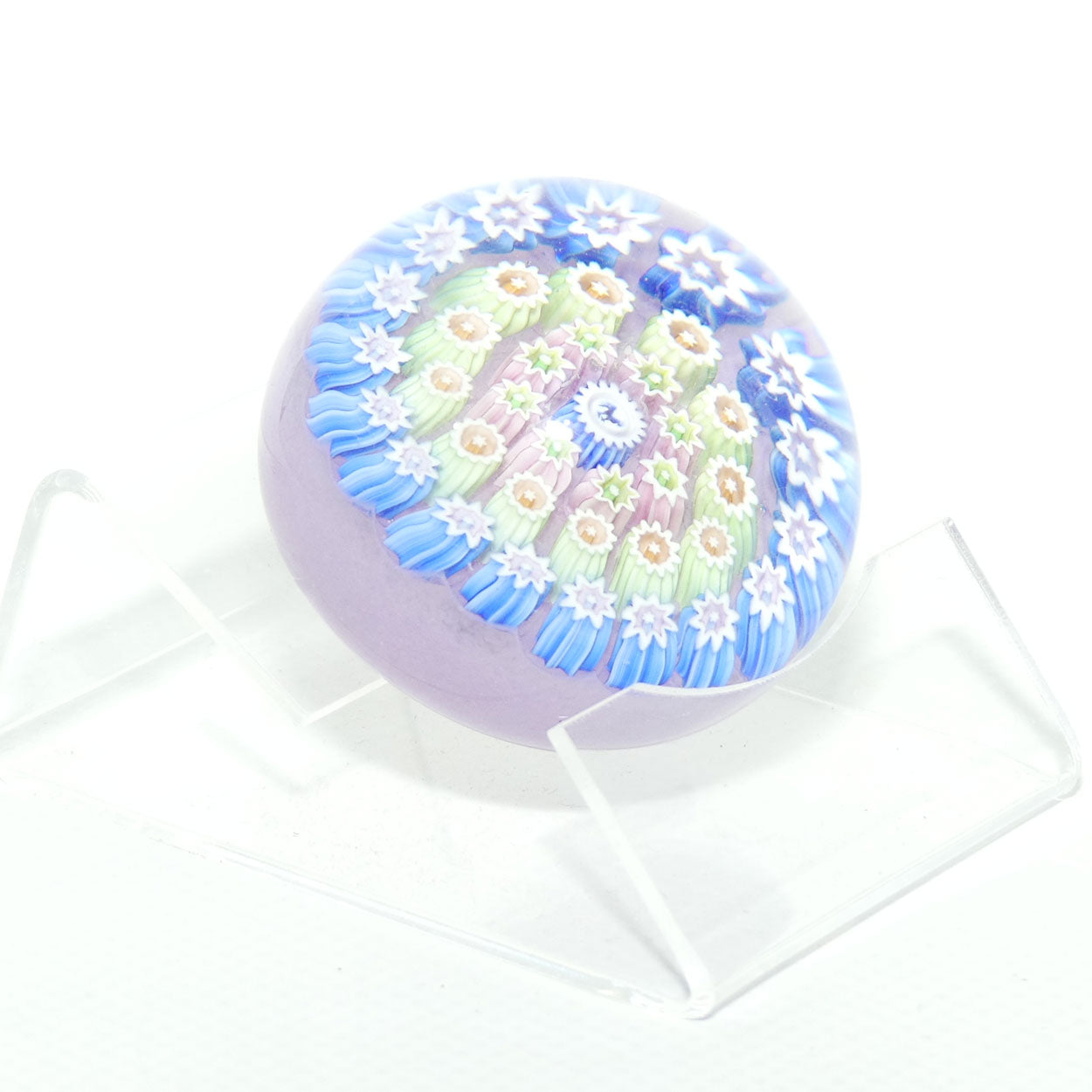 John Deacons Scotland Millefiori Silhouette Cane miniature paperweight | Moonstone