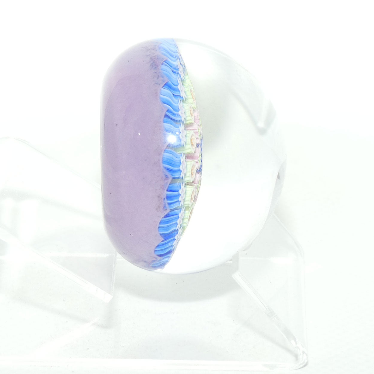 John Deacons Scotland Millefiori Silhouette Cane miniature paperweight | Moonstone