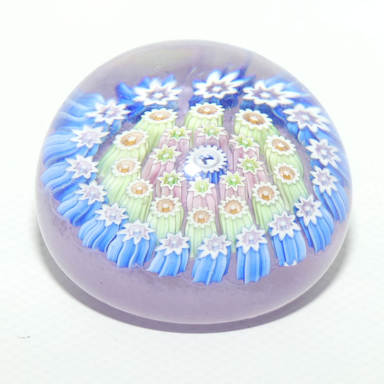 John Deacons Scotland Millefiori Silhouette Cane miniature paperweight | Moonstone