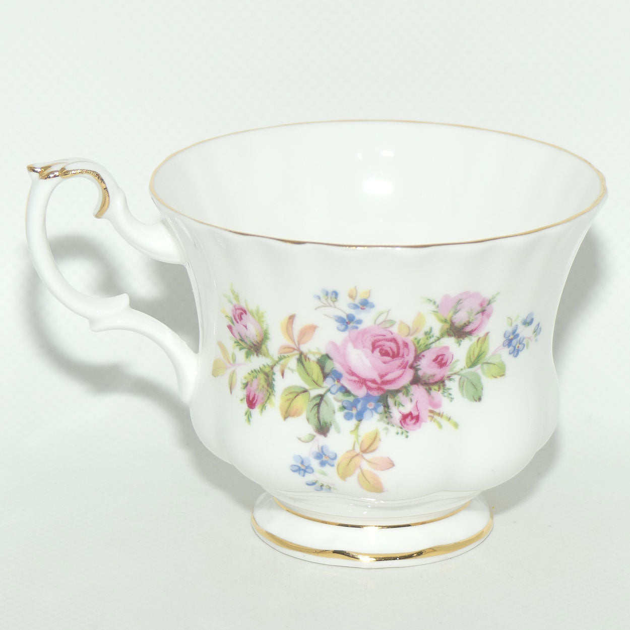 Royal Albert Bone China England Moss Rose tea trio | Early backstamp