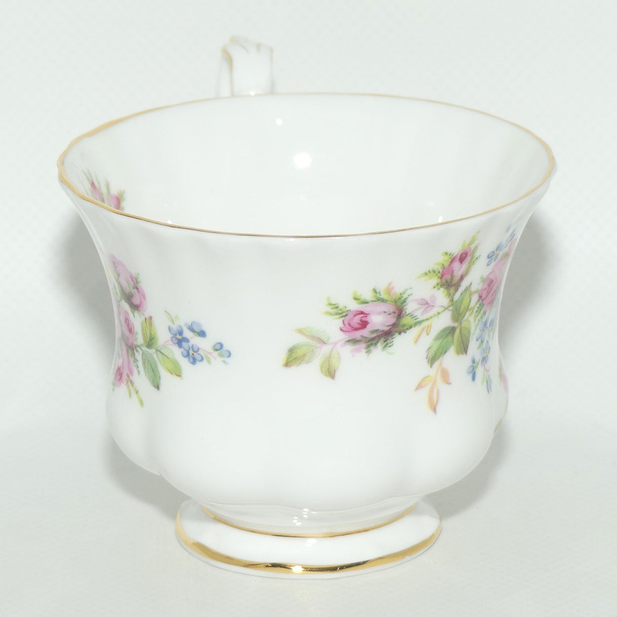 Royal Albert Bone China England Moss Rose tea trio | Early backstamp