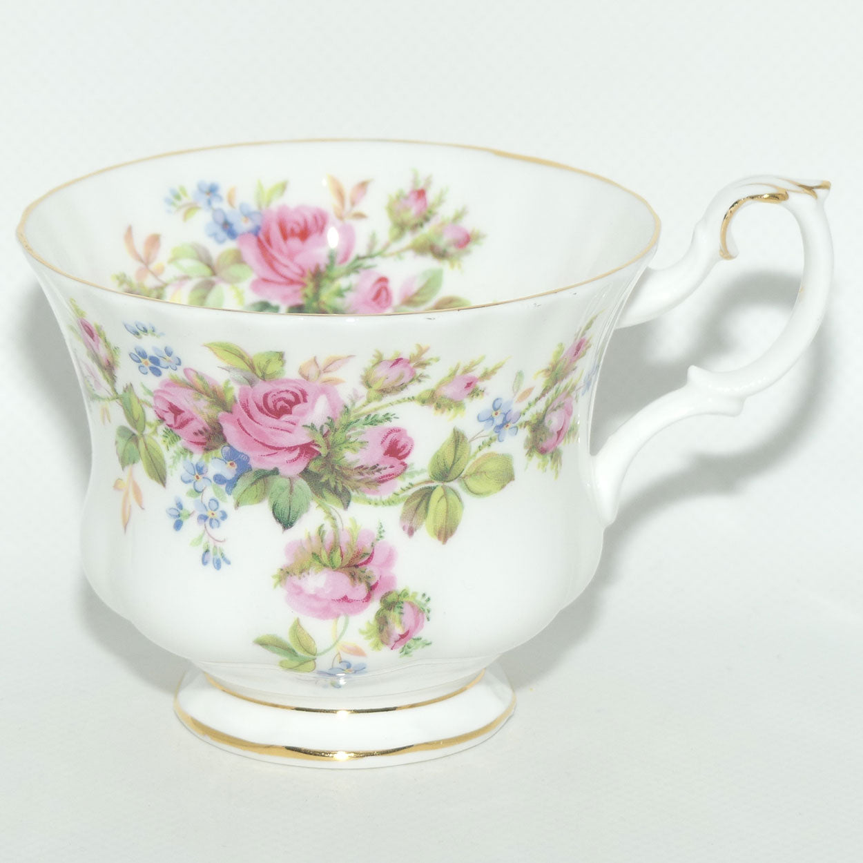 Royal Albert Bone China England Moss Rose tea trio | Early backstamp