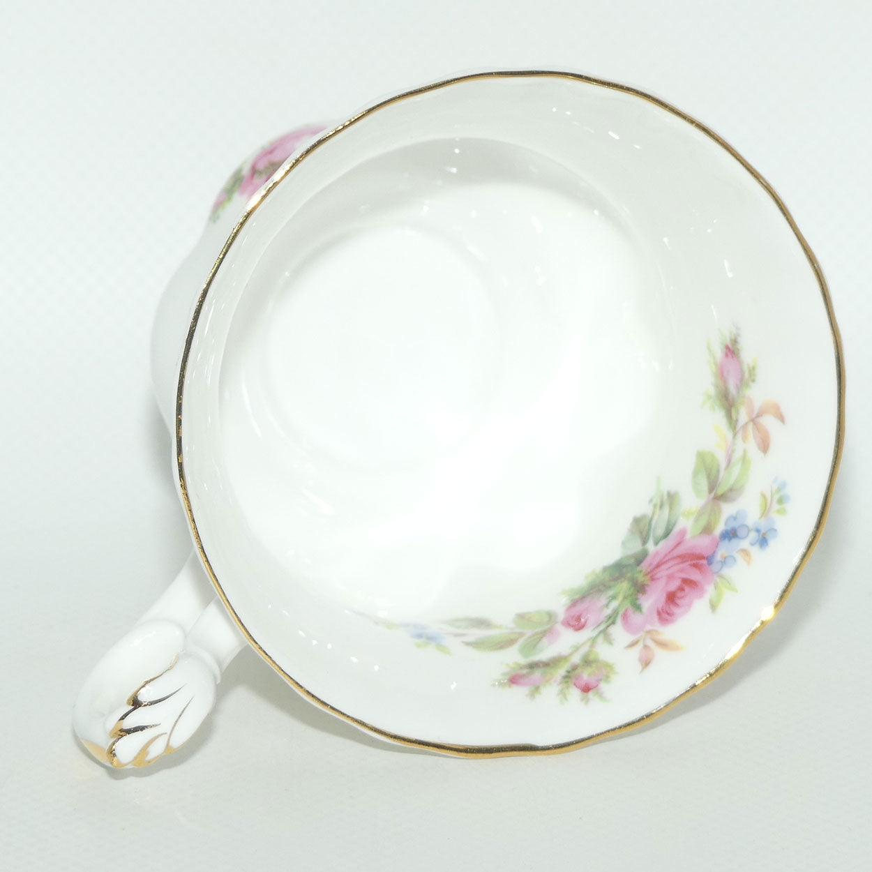Royal Albert Bone China England Moss Rose tea trio | Early backstamp