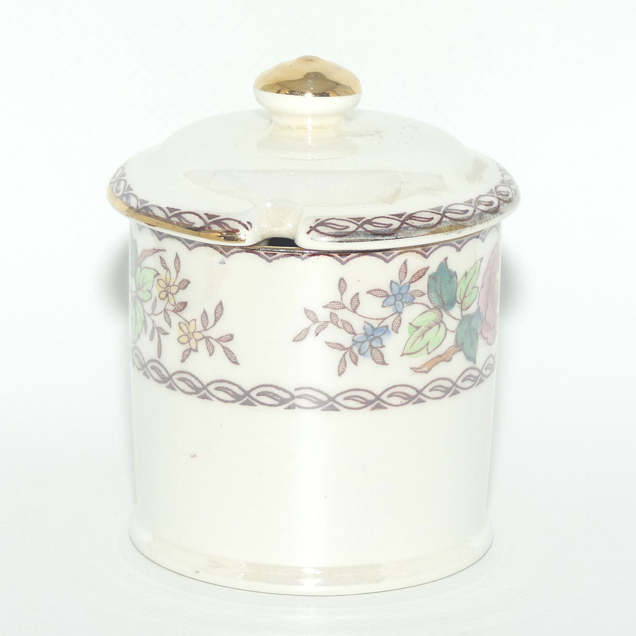 Maling Lustre Peony Rose lidded jam pot