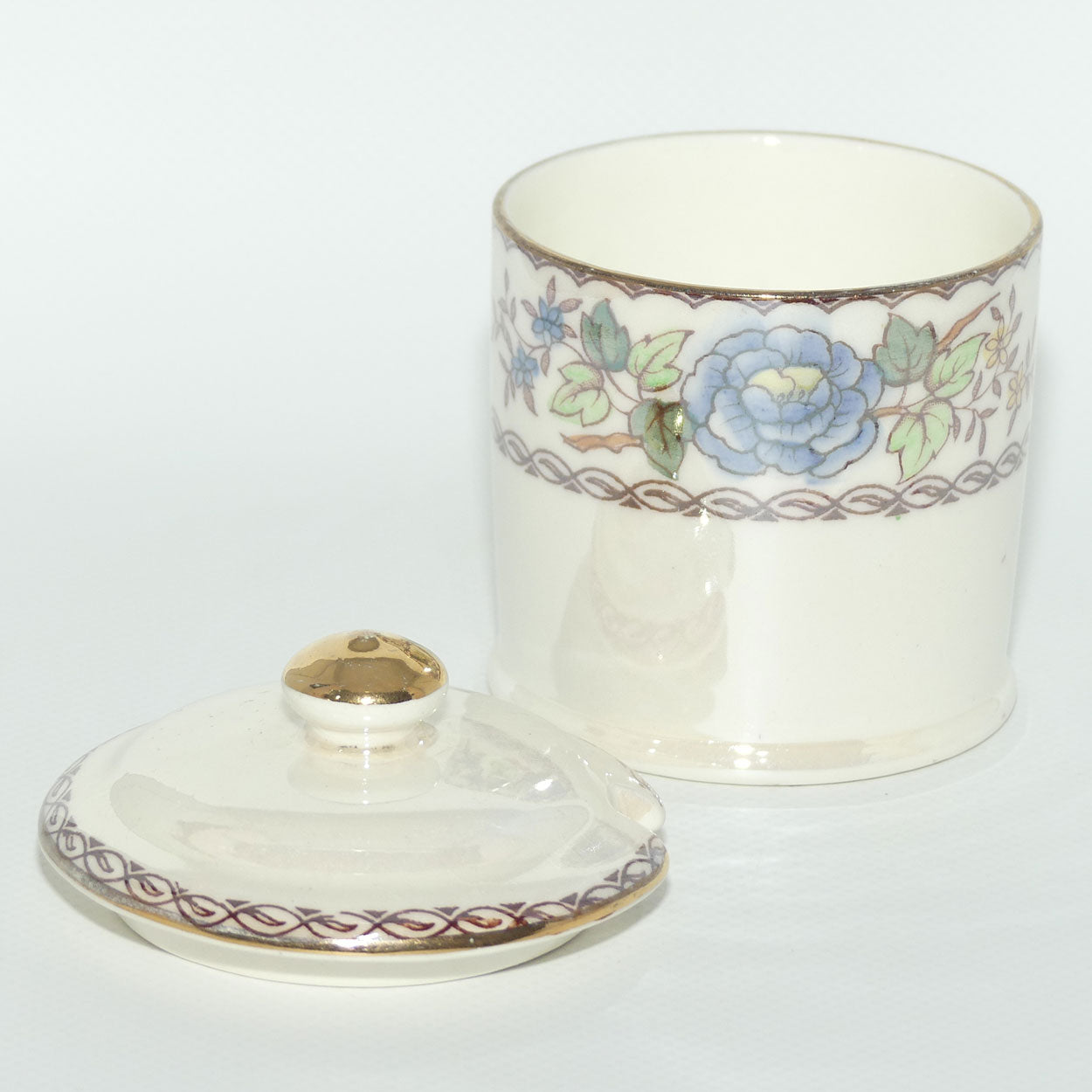 Maling Lustre Peony Rose lidded jam pot
