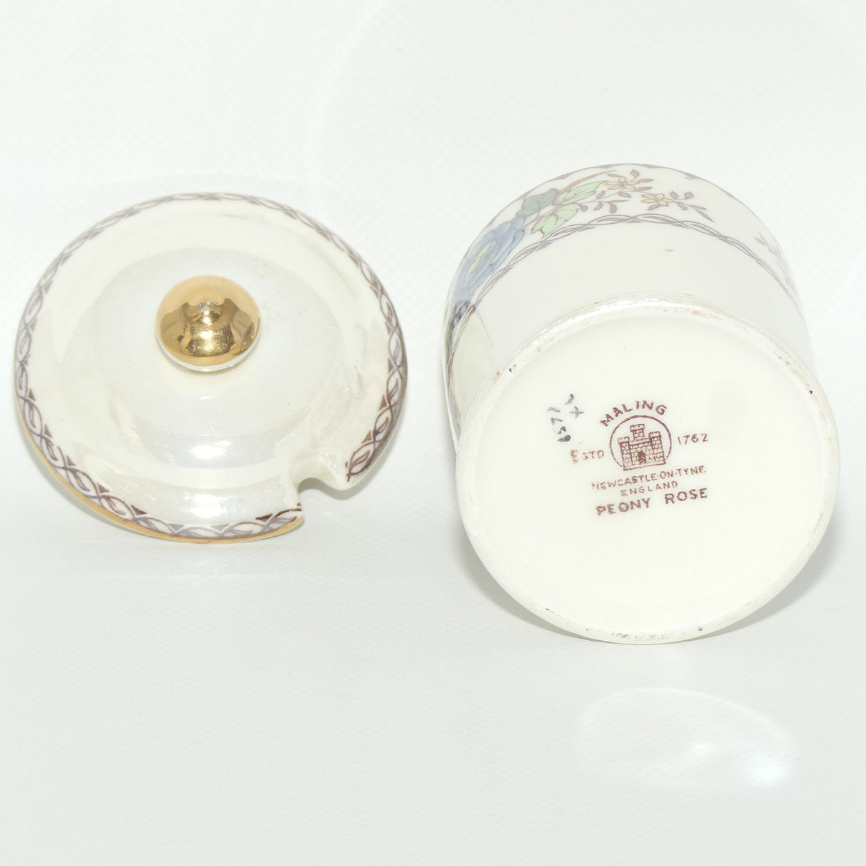Maling Lustre Peony Rose lidded jam pot