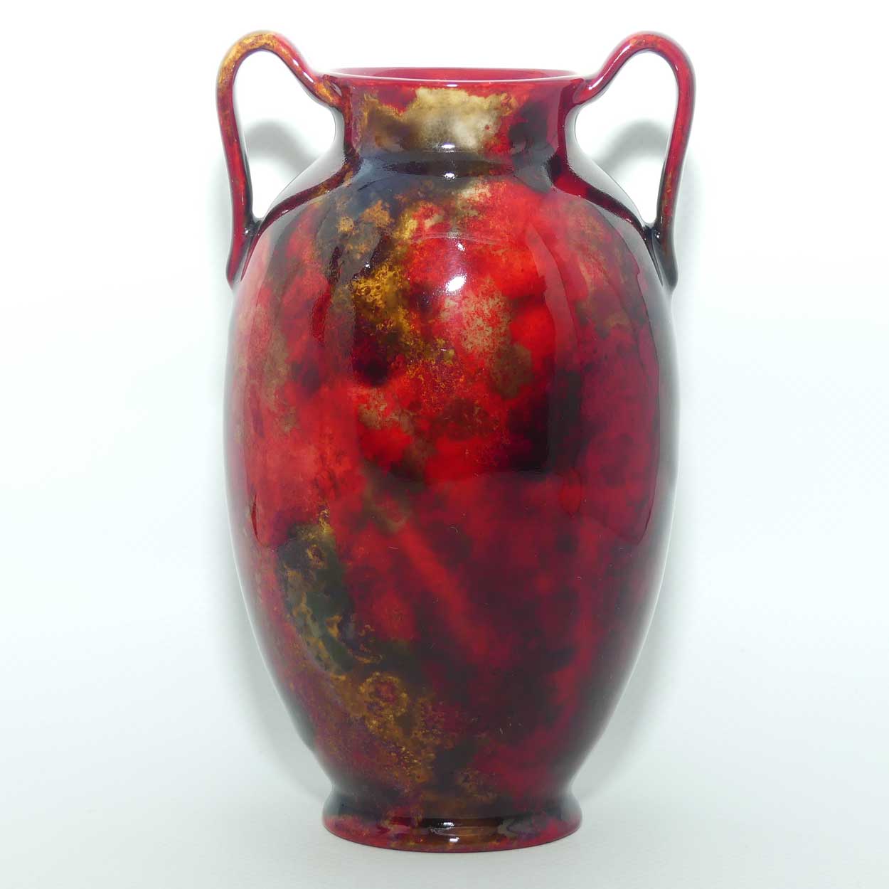 Royal Doulton Flambe Mottled colour 2 handle vase (#1)