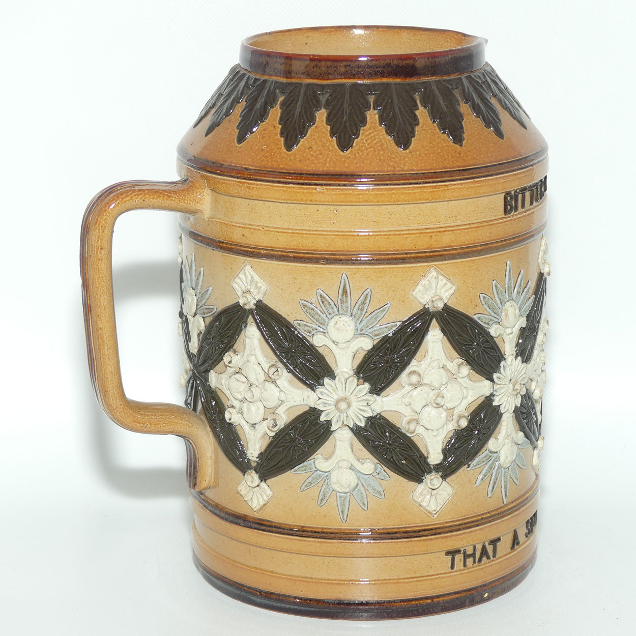 Doulton Lambeth stoneware large Motto tankard or jug