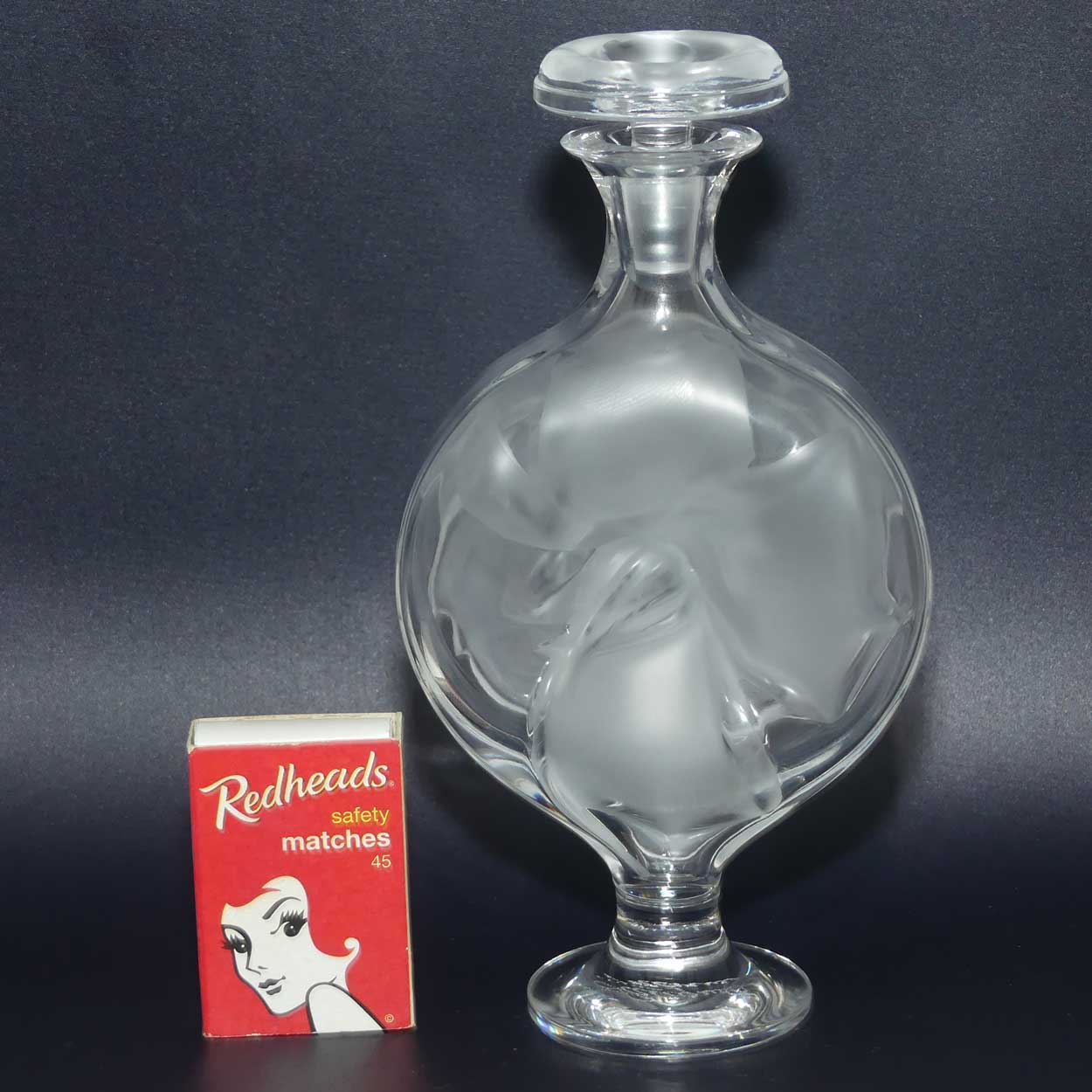 Lalique France Moulin Rouge design tall perfume bottle