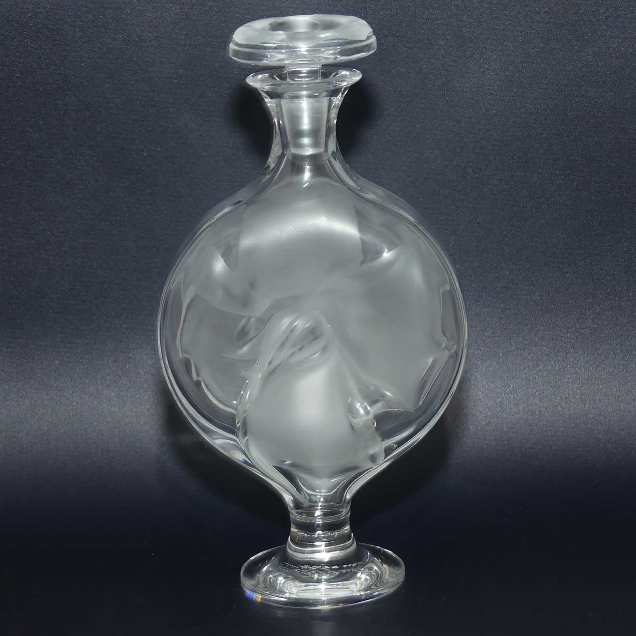 Lalique France Moulin Rouge design tall perfume bottle